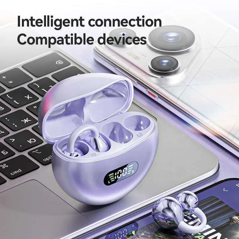 M79 OWS Clip-On Electroplated Appearance Earbuds LED Power Display True Wireless Earphones with Waterproof and AI HD Call