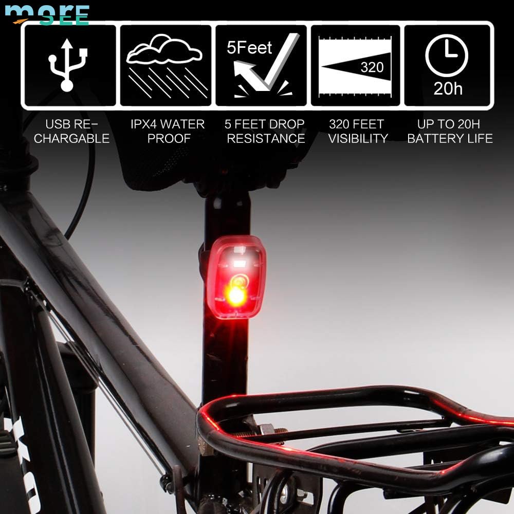 SeeMore Brand Plastic Clip On Strobe Running Lights 5 Lighting Modes Bike Bicycle Rear Tail Safety Light
