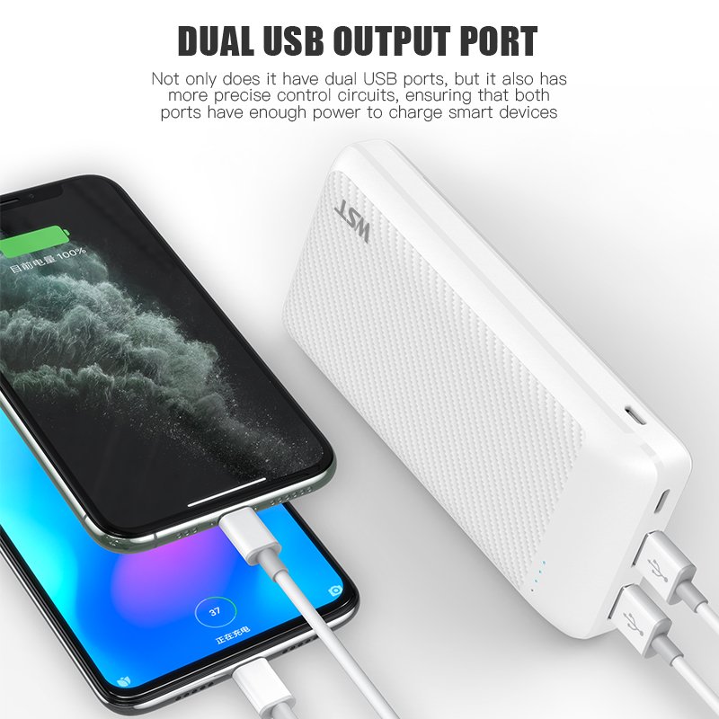WST Power bank 20000mah Hot Trend Power Bank Cellphone Accessories USB Carbon Fiber Pattern Power Bank 20000mah