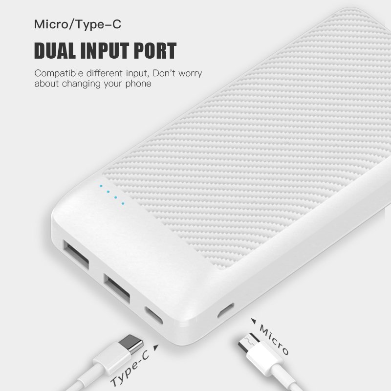 WST Power bank 20000mah Hot Trend Power Bank Cellphone Accessories USB Carbon Fiber Pattern Power Bank 20000mah
