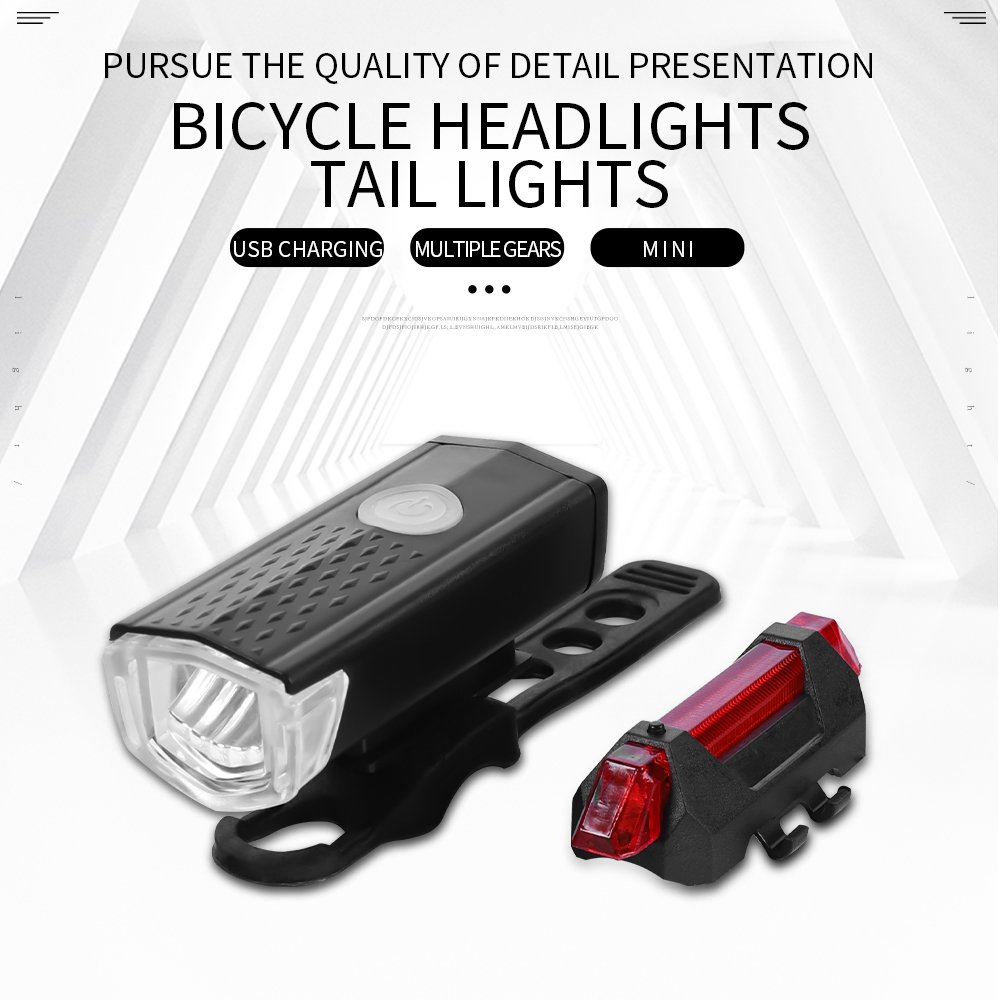 USB Rechargeable Bike Light Bicycle Front Back Rear Taillight Cycling Safety Warning Light Waterproof Bicycle Lamp Flashlight