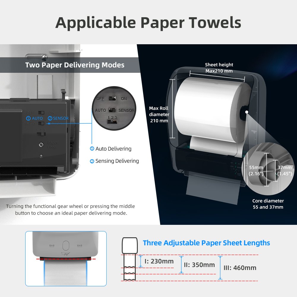 Wall Mounted Bathroom kitchen Accessories automatic sensor touchless electric auto cut jumbo roll paper towel dispenser