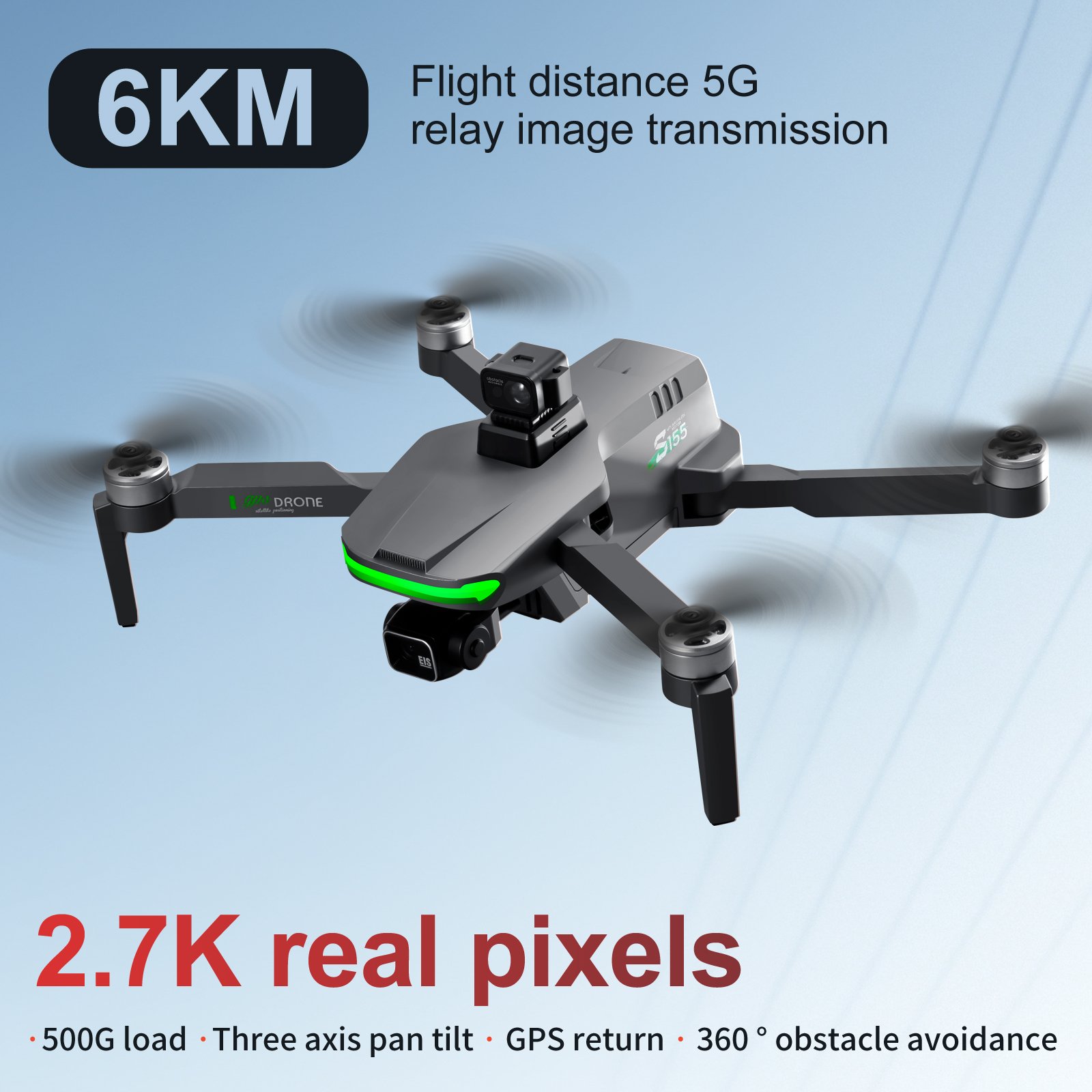 S155 3 axis gimbal gps drone positional 5g wifi image transmission photography drone with 2.7k camera obstacle avoidance dron
