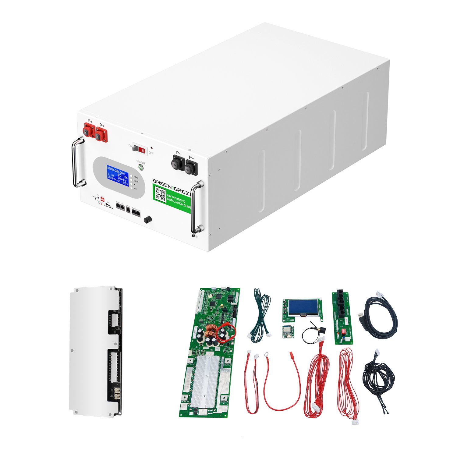 DIY Lithium Battery Kit 48V 280Ah 300Ah 16S 200A BMS Battery Box Metal Case and Accessories Compatible with Inverter