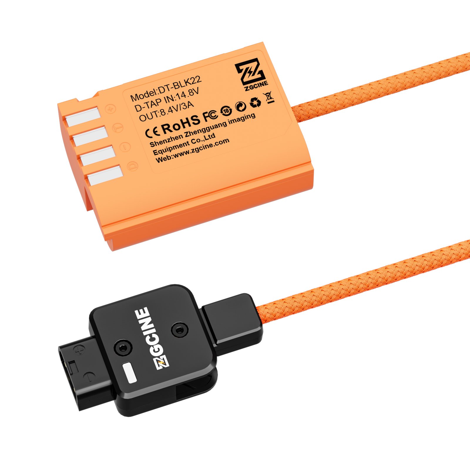 ZGCINE D-Tap to DMW-BLK22 Dummy Battery Cable 180° Adjustable DT-BLK22 Dummy Battery Cable Camera Accessories