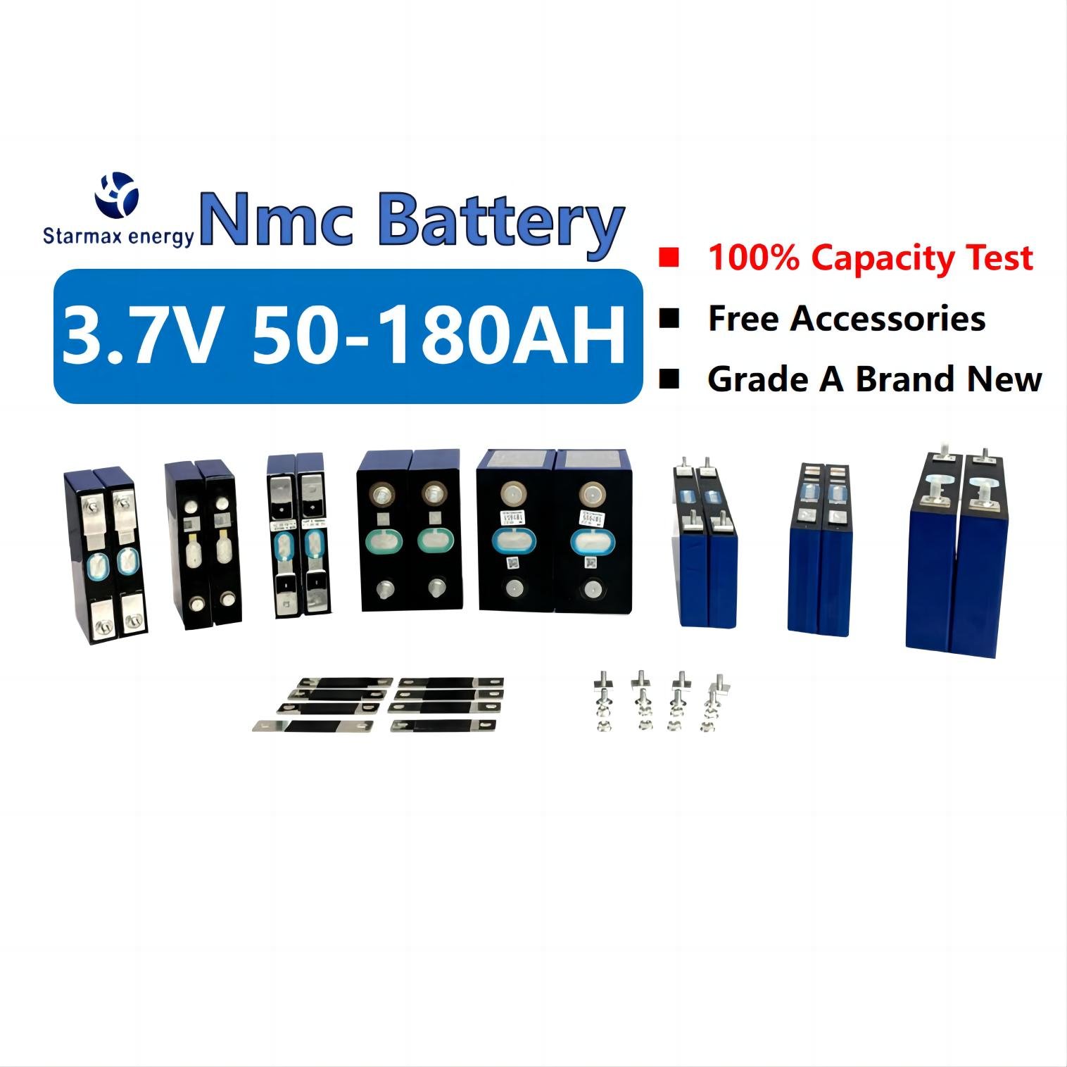 Starmax Nmc Battery 3.7V 50Ah 58Ah 66.2Ah 93Ah 114Ah 117Ah 141Ah 180Ah 218Ah 280Ah Ncm 811 Prismatic Cell Lithium Ion Battery