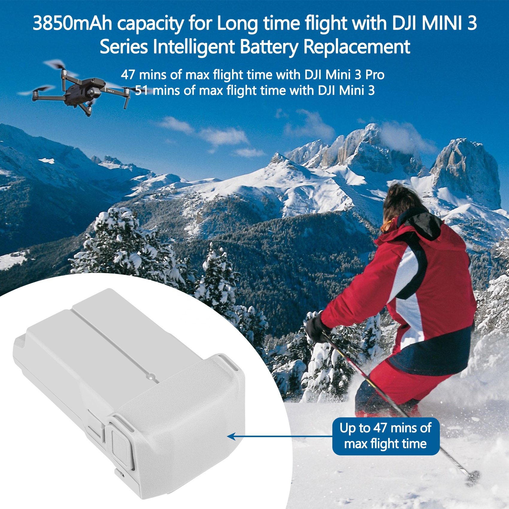 JHTC 3850mAh Battery For Mini 3 / Mini3 Pro Battery Charger Drone Accessories Mini 4 Pro Batteries