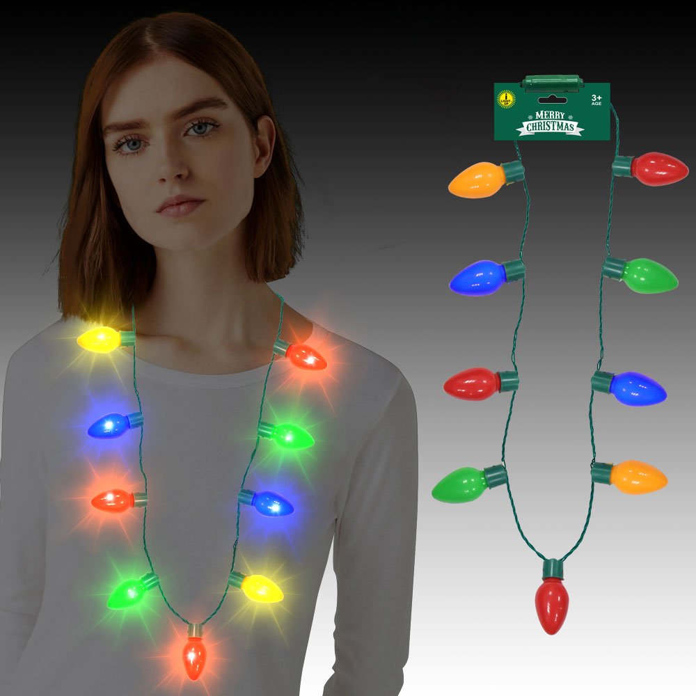 Light Up Necklace Toys for Kids Adults Flashing Glow in The Dark Necklace With Bulb Party Favors Supplies Decoration Accessories