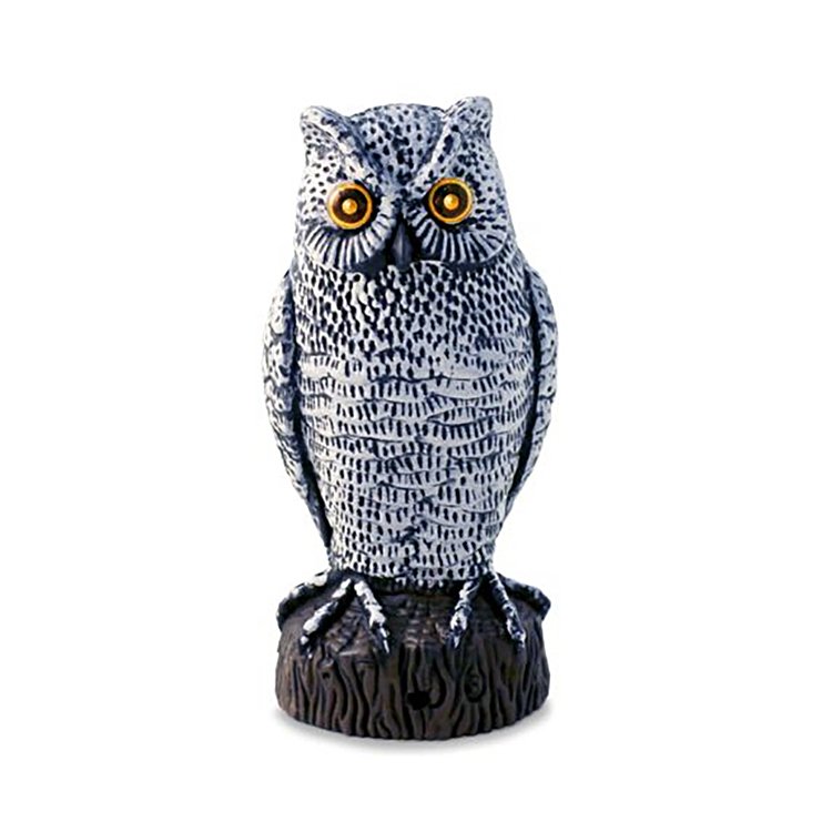 Wholesale garden outdoor plastic owl shape smart eco-friendly antique led light motion sensor bird repellent owl