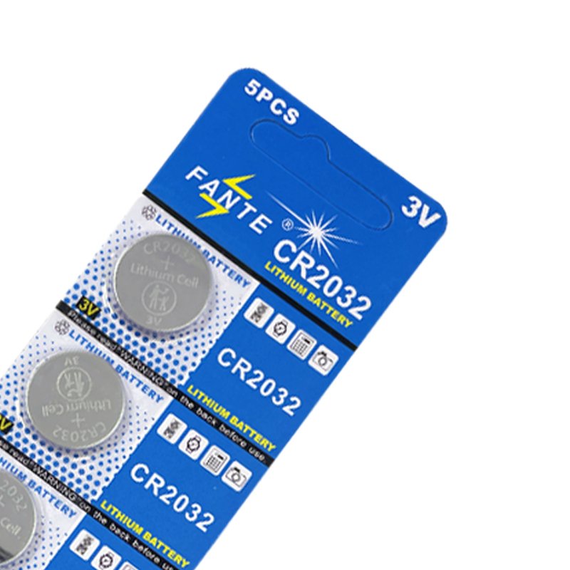 FANTE 2032 Child Safety Features CR2032 5Count Pack 3V Lithium Ion Coin Battery CR Lithium Battery