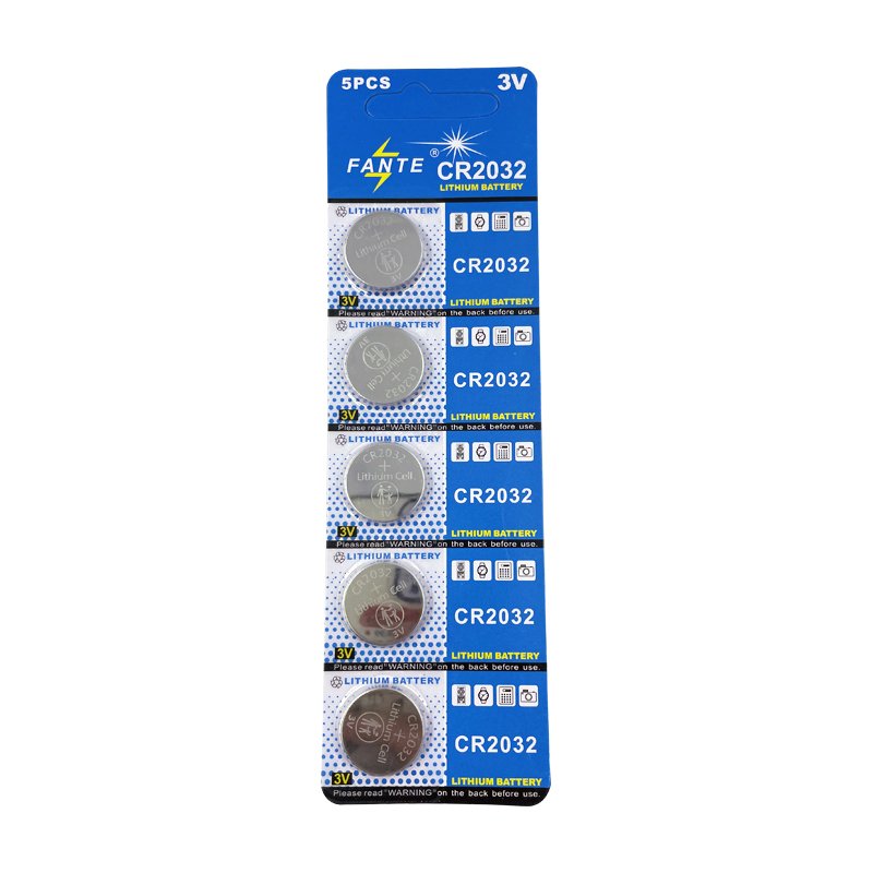 FANTE 2032 Child Safety Features CR2032 5Count Pack 3V Lithium Ion Coin Battery CR Lithium Battery
