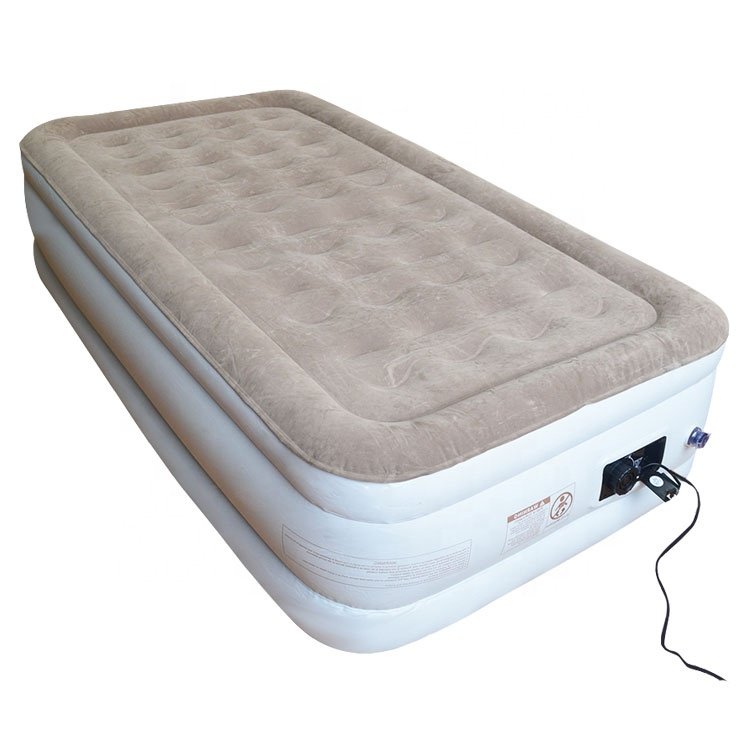 Wholesale 3 layer king size air bed elevated auto inflatable mattress with built in pump, removable battery