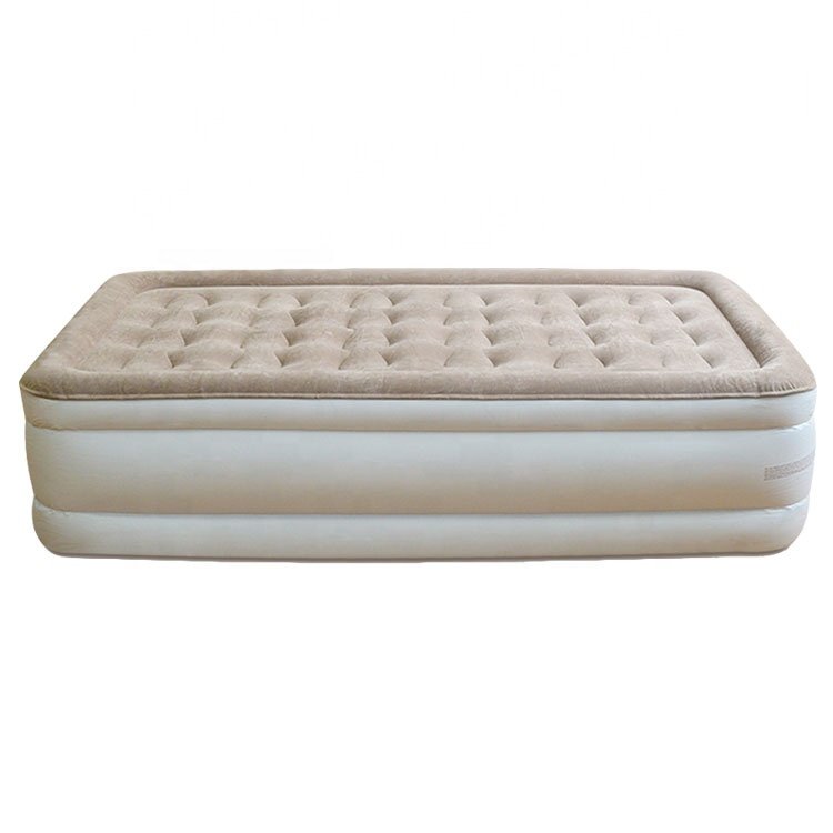 Wholesale 3 layer king size air bed elevated auto inflatable mattress with built in pump, removable battery