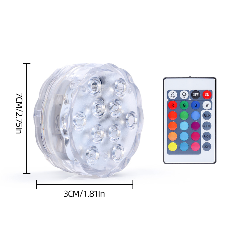 Small Puck Light Remote LED Puck Battery Powered Underwater Lights Fish Tank Pool Color Changing LED Submersible Light