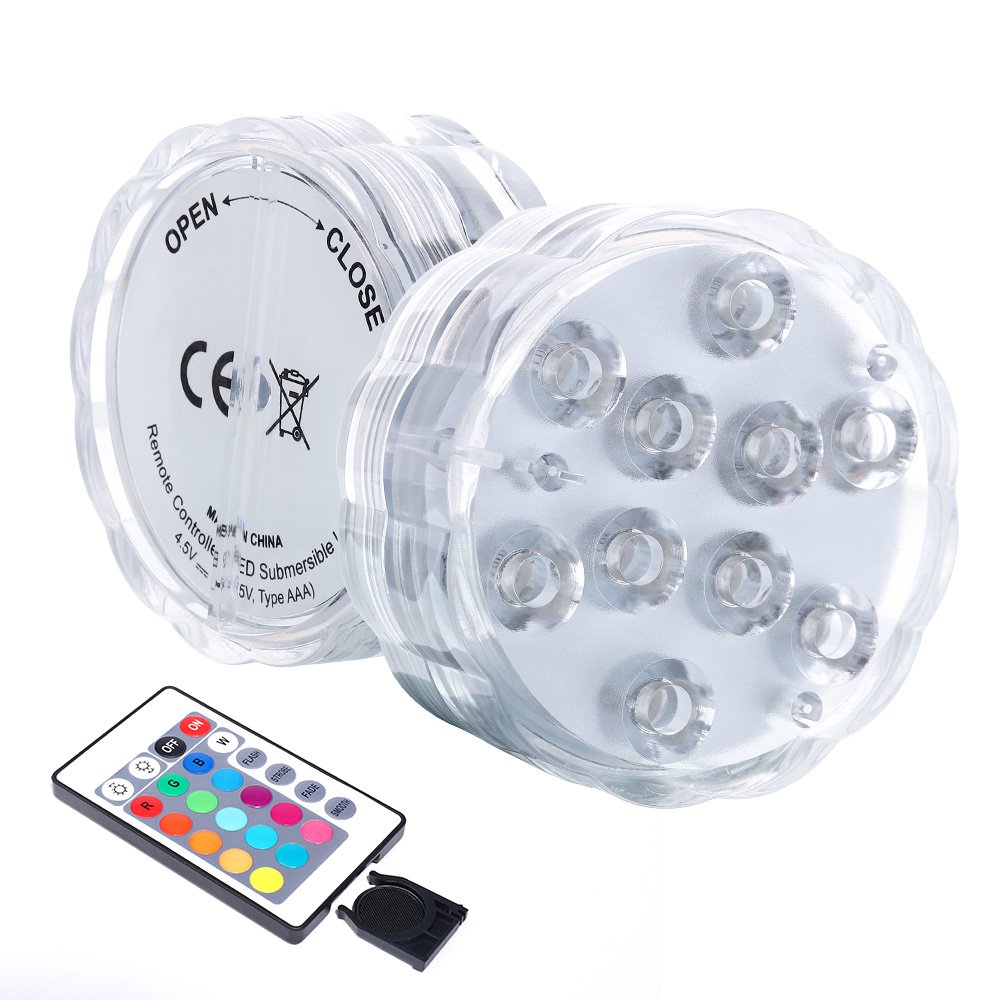 Small Puck Light Remote LED Puck Battery Powered Underwater Lights Fish Tank Pool Color Changing LED Submersible Light