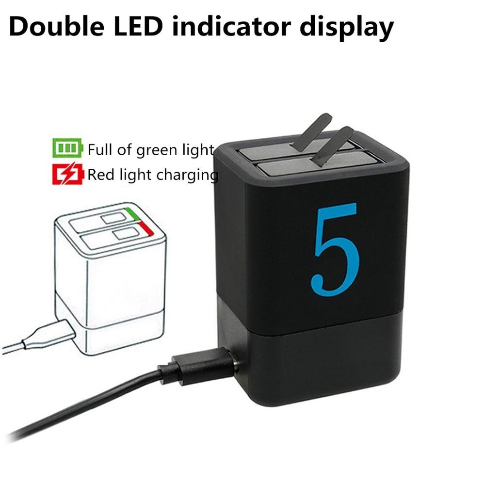 Action Camera Replacement USB GoPro battery 2 Pack 1220mAh Lithium Battery for GoPro 5 6 7 Camera accessories
