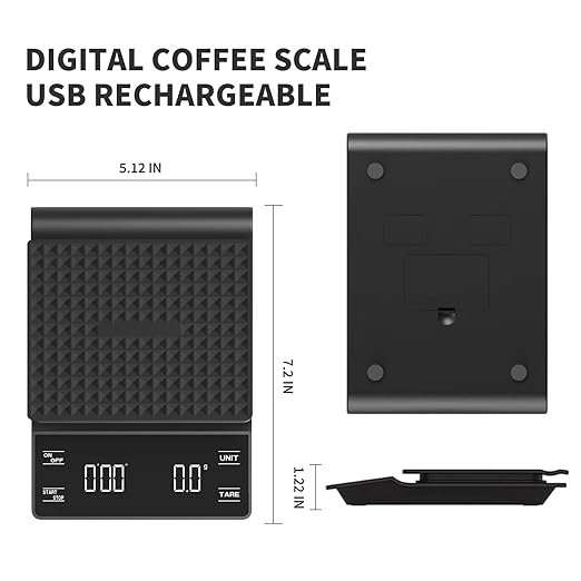 Best Selling Digital Coffee Scale Electronic Bean Weighing Tiny for expresso with large LED Display Double Screen Kitchen Scale