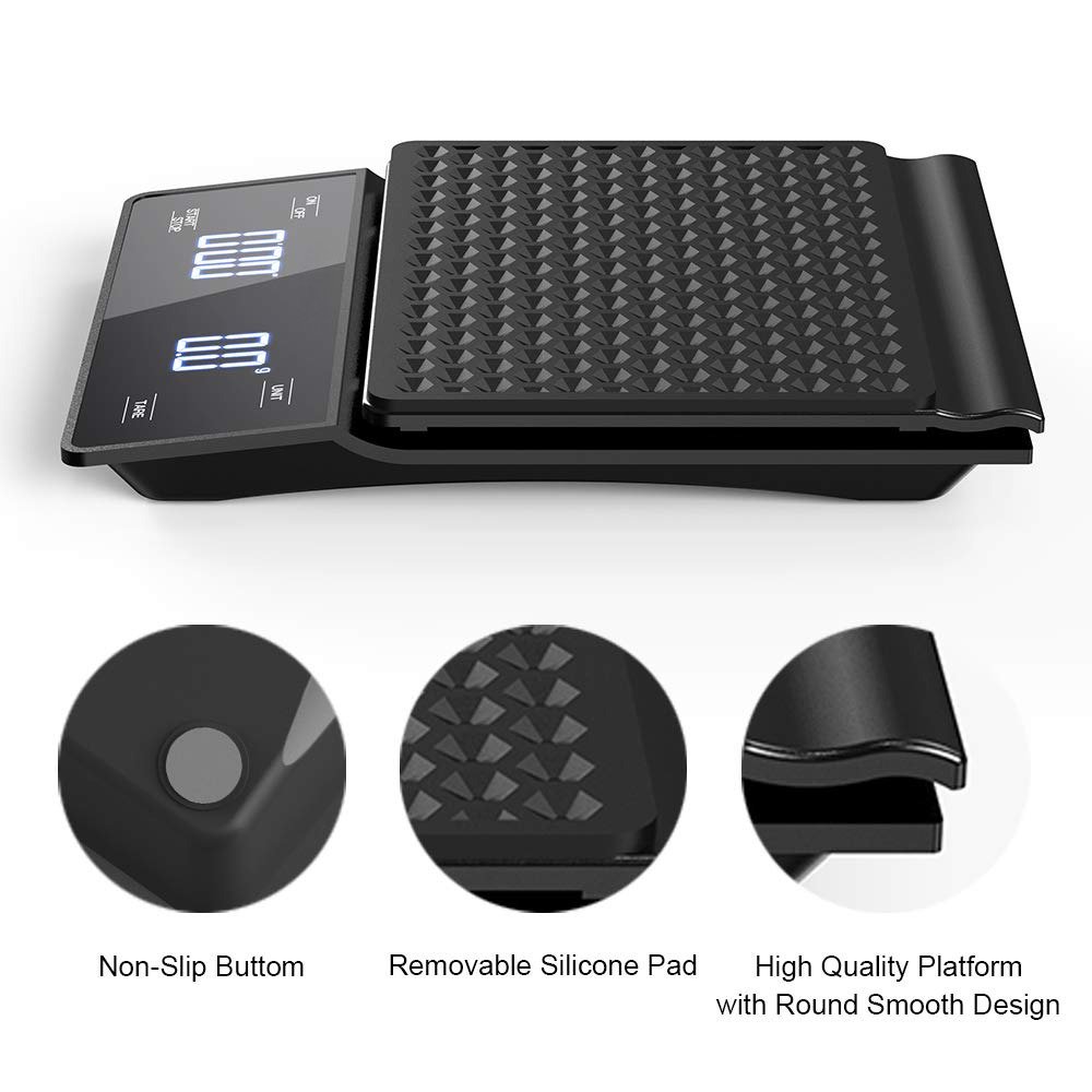 Best Selling Digital Coffee Scale Electronic Bean Weighing Tiny for expresso with large LED Display Double Screen Kitchen Scale
