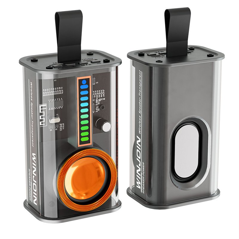 2024 Mini Wireless Speakers TWS Bluetooth Loudspeaker with Mecha Transparent LED Sound RGB Light for Home Party