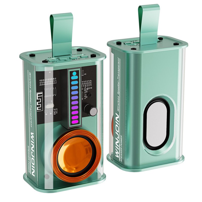 2024 Mini Wireless Speakers TWS Bluetooth Loudspeaker with Mecha Transparent LED Sound RGB Light for Home Party