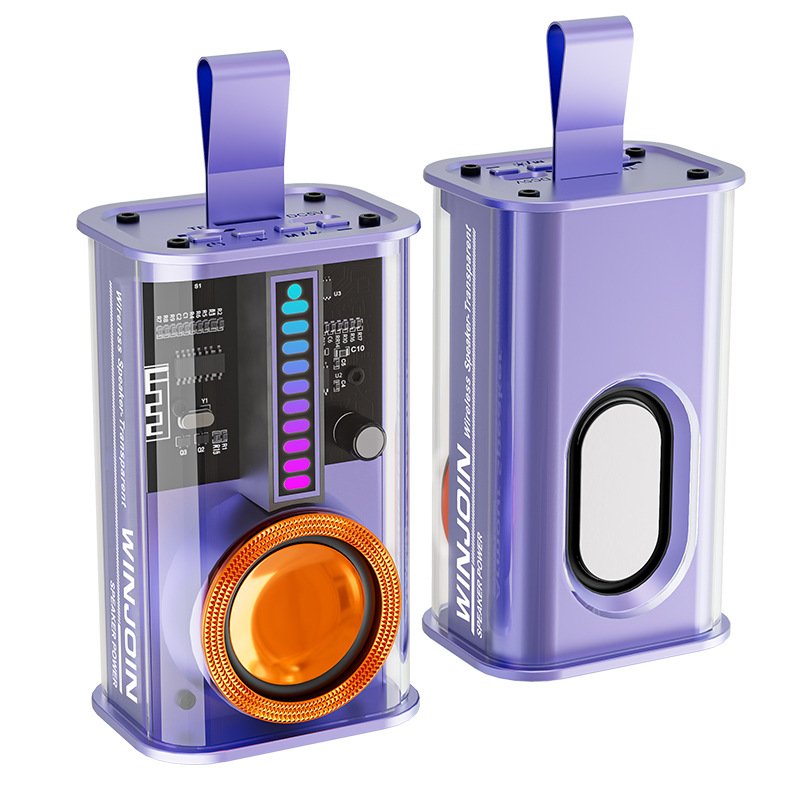 2024 Mini Wireless Speakers TWS Bluetooth Loudspeaker with Mecha Transparent LED Sound RGB Light for Home Party