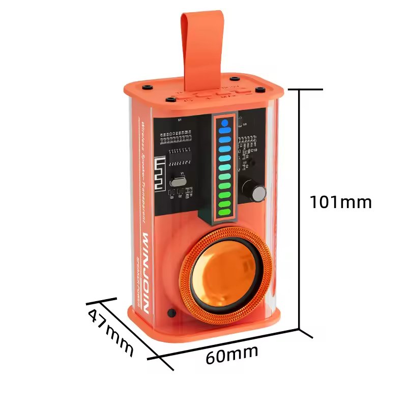 2024 Mini Wireless Speakers TWS Bluetooth Loudspeaker with Mecha Transparent LED Sound RGB Light for Home Party