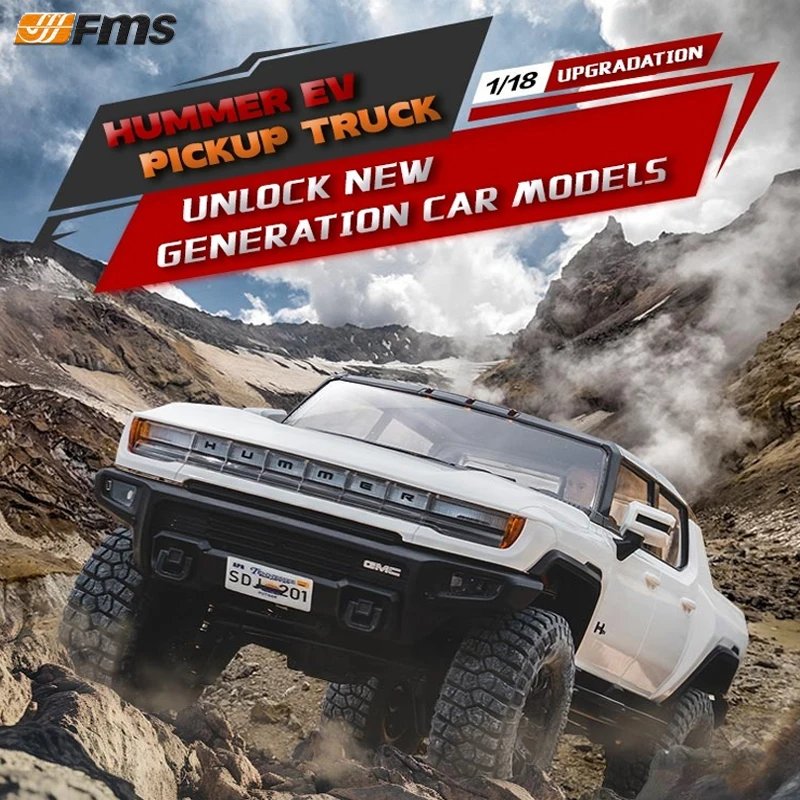 FMS New FCX18 Hummer Ev Car 1/ 4WD RTR RC Climbing Off Road Vehicle Remote Control Model Adult Boy Toy Gift