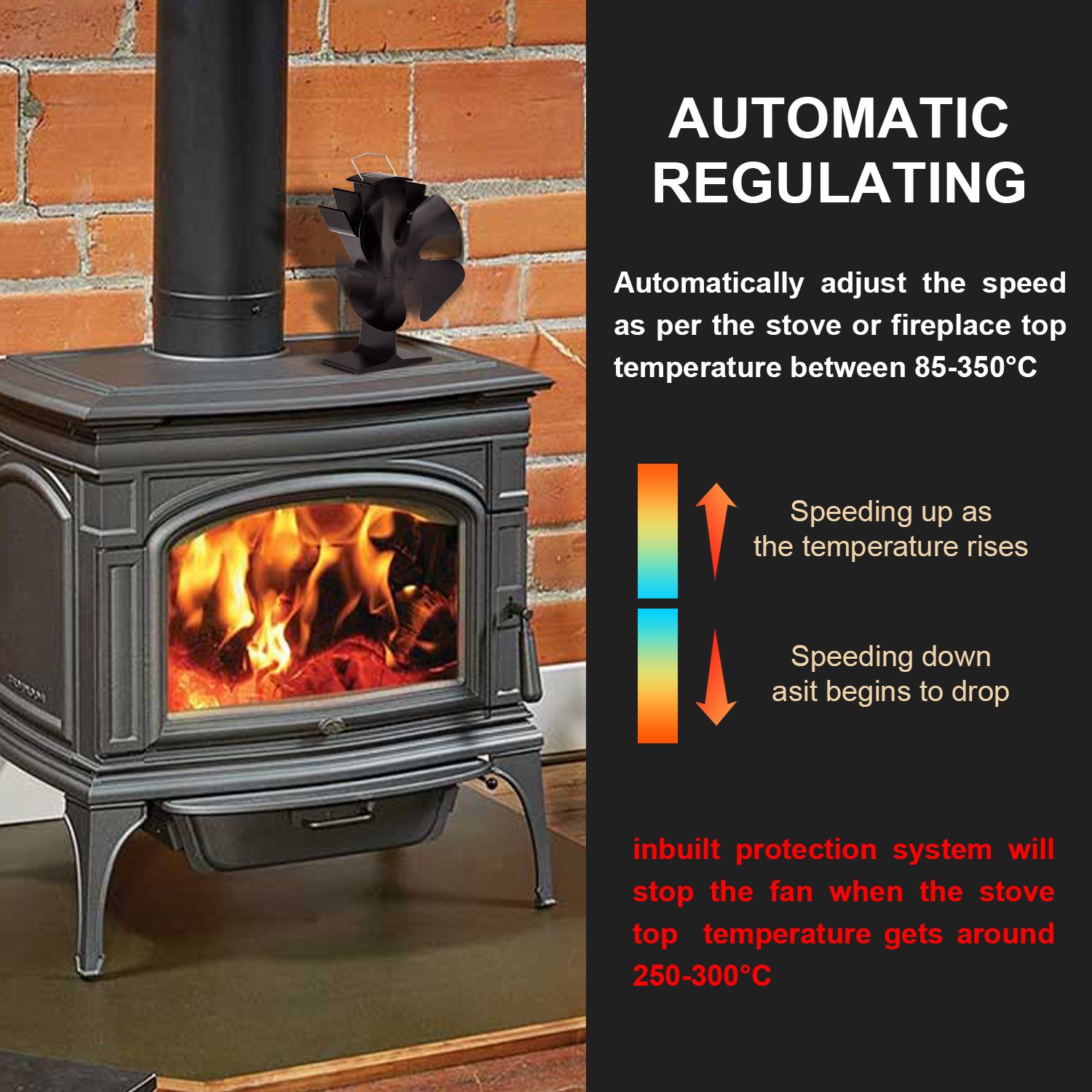 VODA Silent Fireplace Accessories Fan Mini Heat Powered Stove Wood Burning Stove Fan