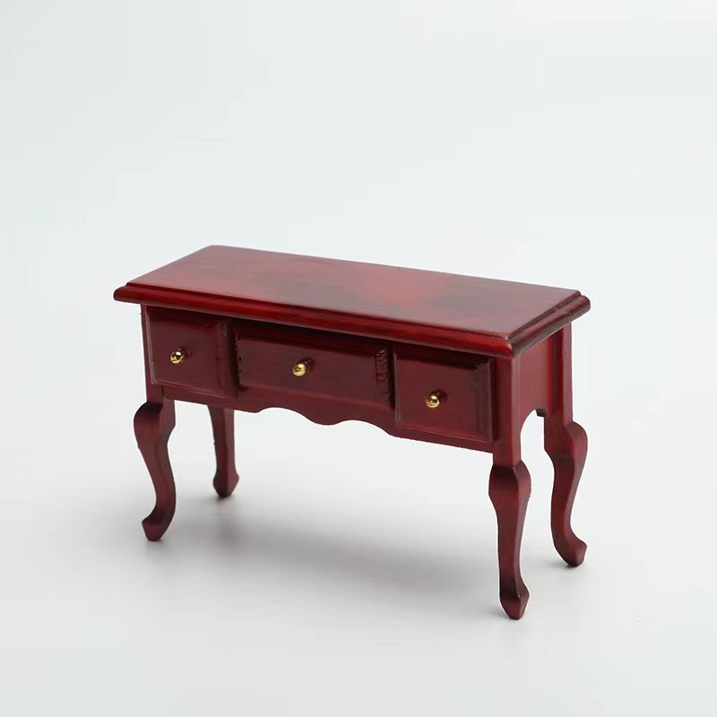 High Quality Wooden 1:12 Dollhouse Furniture Vintage Desk Miniature Dollhouse Accessories of Bedding Room Accessory Decoration