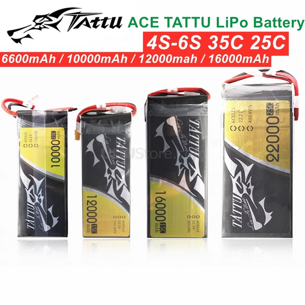 TATTU Plus 4S-6S 6600mAh-22000mAh LiPo Battery 14.8V 22.2V for Agriculture Drone Sprayer High Capacity Lithium Battery Accessory