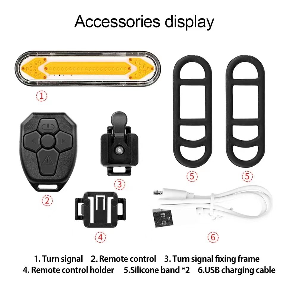 AT Smart Bicycle Rear Light USB Rechargeable Wireless Remote Control Indicator BikeTaillight Waterproof Cycle Turn Signal Light