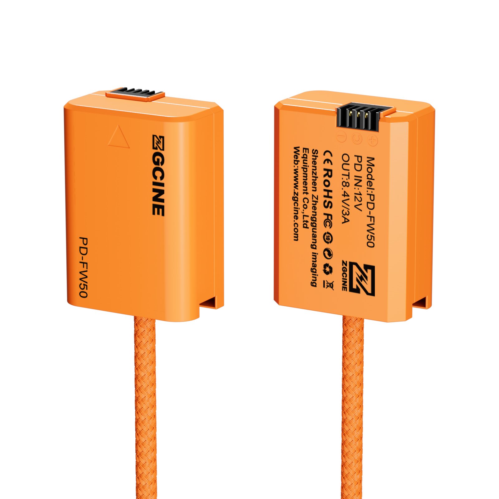 ZGCINE PD FW50 USB-C to NP-FW50 Dummy Battery Cable PD Input 180° Adjustment FW50 Dummy Battery