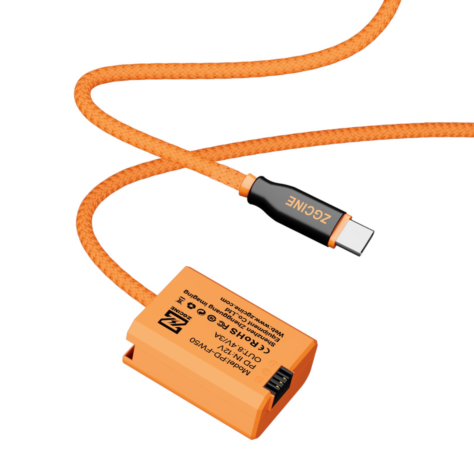ZGCINE PD FW50 USB-C to NP-FW50 Dummy Battery Cable PD Input 180° Adjustment FW50 Dummy Battery