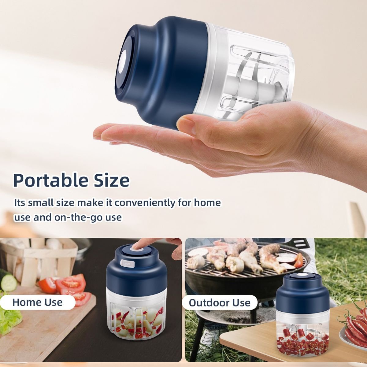 Multifunctional Modern Stainless Steel Mini Electric Blender with USB Power Food Grade Vegetable Slicer Chopper Cutter Grinder