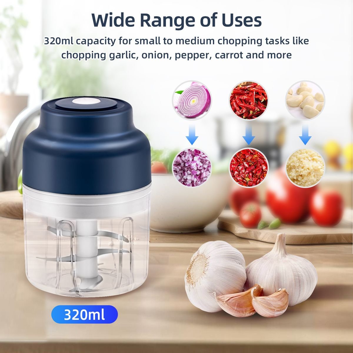 Multifunctional Modern Stainless Steel Mini Electric Blender with USB Power Food Grade Vegetable Slicer Chopper Cutter Grinder