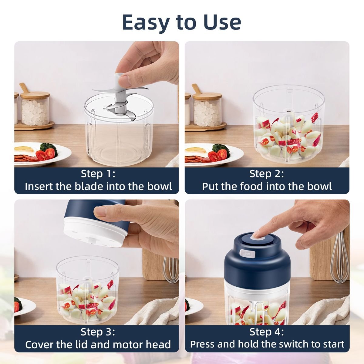 Multifunctional Modern Stainless Steel Mini Electric Blender with USB Power Food Grade Vegetable Slicer Chopper Cutter Grinder