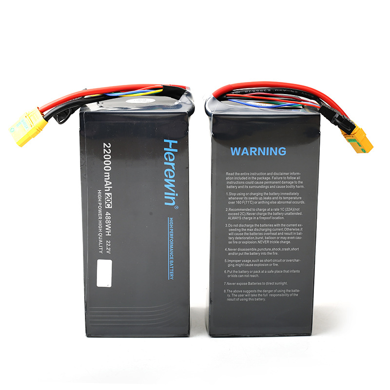 Herewin 22.2V 6S 22000mAh Lipo Battery High Rate Agricultural Drone Battery UAV Lithium Lon Battery 6S22AH Pack UAV Drone