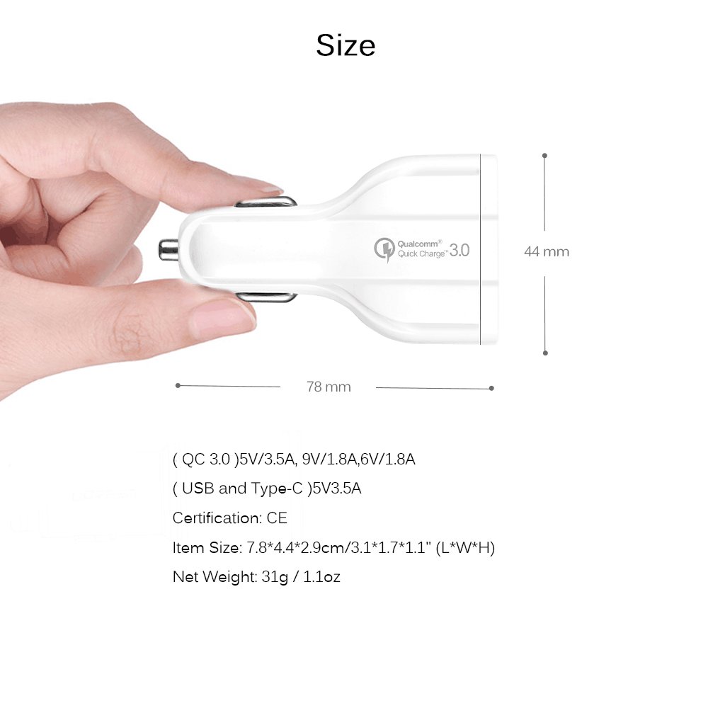 QC 3.0 USB Car Charger For iPhone 12 Pro Max Fast PD Phone Charger Quick Car Battery Charger