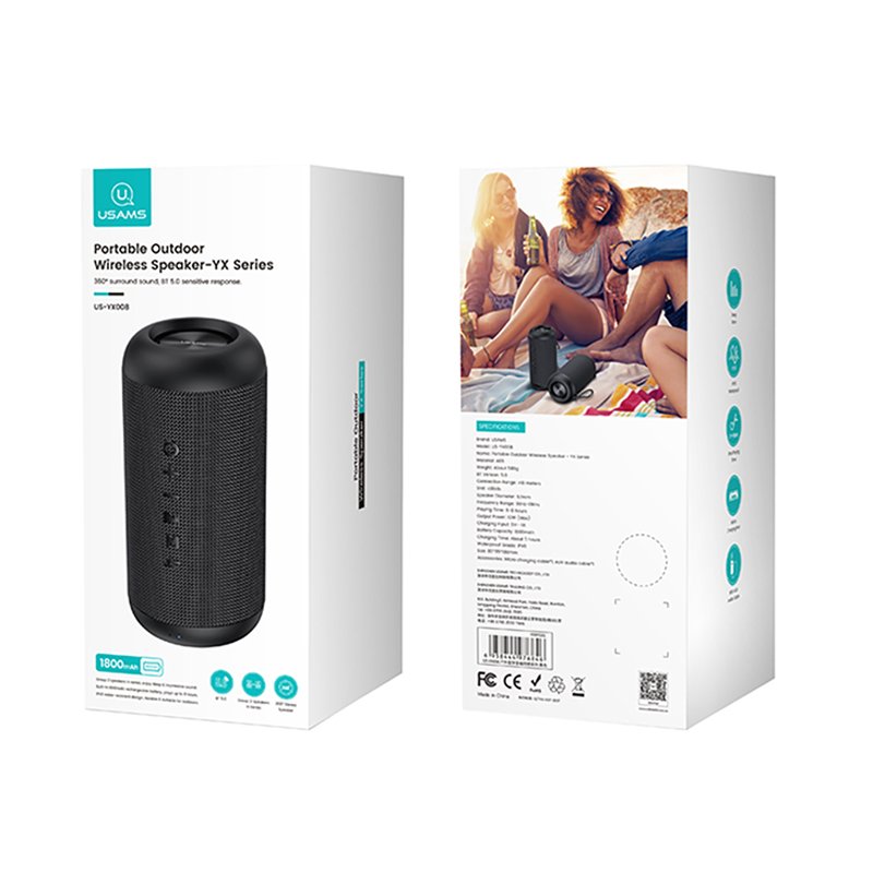 USAMS Original factory Outdoor stereo Music BT5.0 1800mAh Speaker Waterproof Portable Mini Wireless speaker