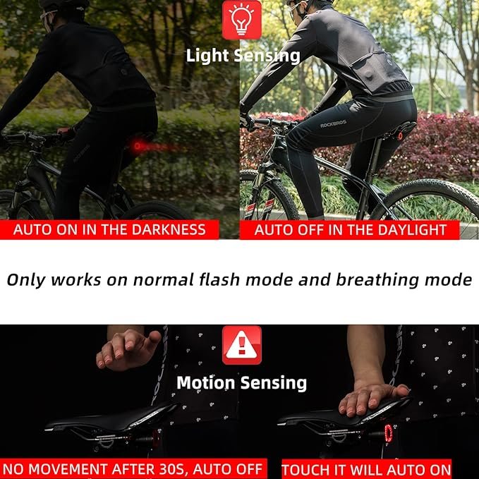 SeeMoreSmart Brake Sensing Rechargeable Bicycle Rear Lights Back Light Taillight Bike Tail Light