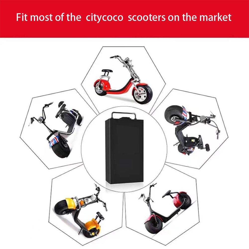 Citycoco Scooter Battery Harley Scooter Replacement Battery 60v 12ah 20ah Removable Lithium Battery