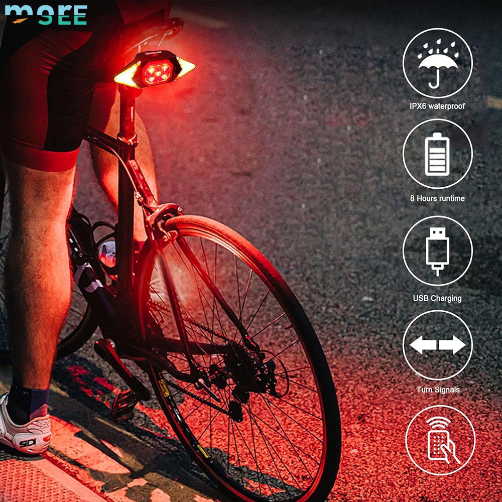 SeeMore Brand Waterproof Night Bike Accessories Rechargeable Rear Riding Bike Turn Signals Lights