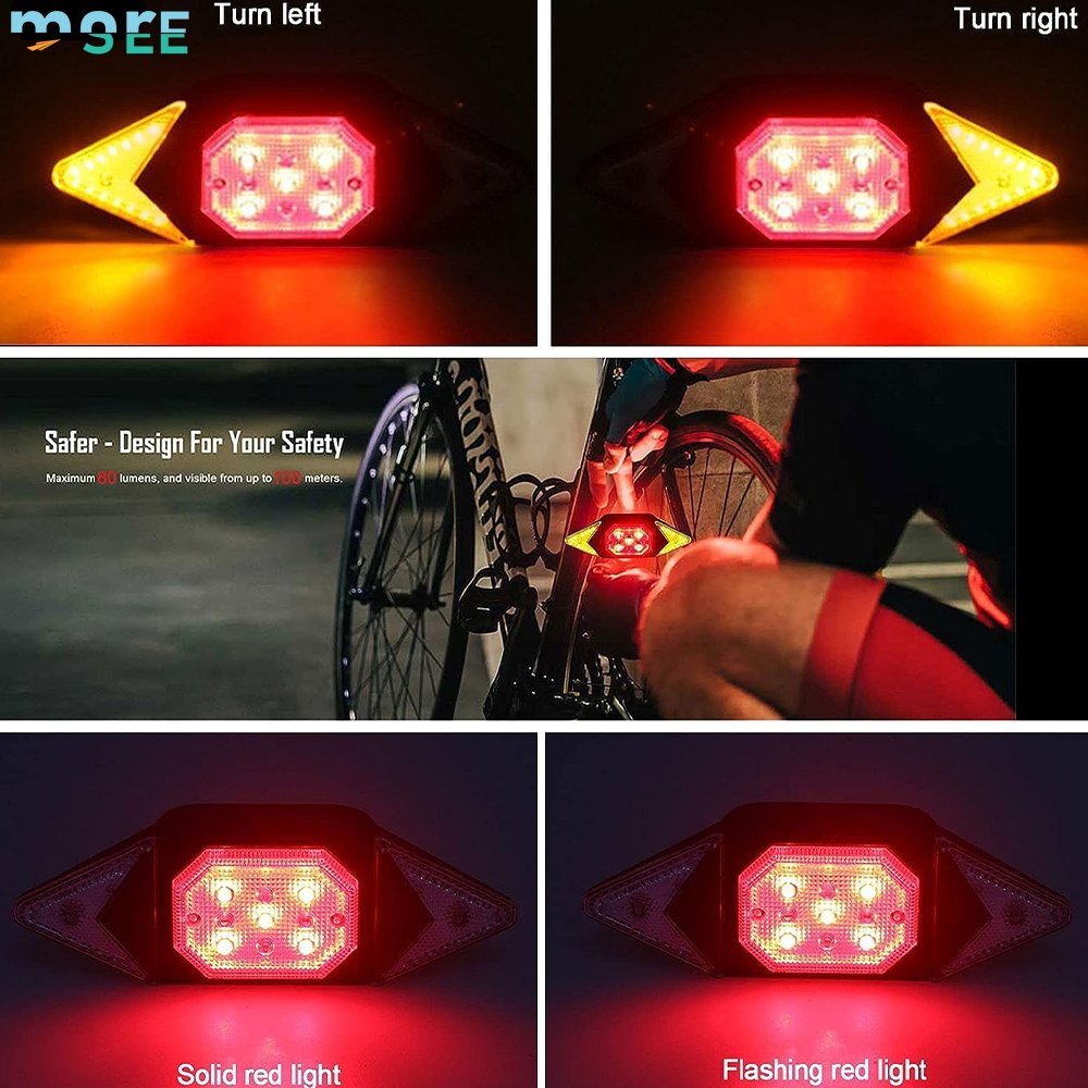 SeeMore Brand Waterproof Night Bike Accessories Rechargeable Rear Riding Bike Turn Signals Lights