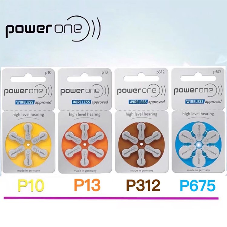 Power One Strip Zinc Air Mercury-Free Hearing Aid Batteries in Sizes 675/312/10A/13A Varta Brand Hearing Aids Battery