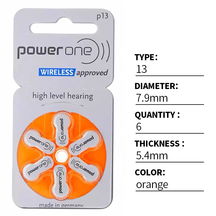 Power One Strip Zinc Air Mercury-Free Hearing Aid Batteries in Sizes 675/312/10A/13A Varta Brand Hearing Aids Battery