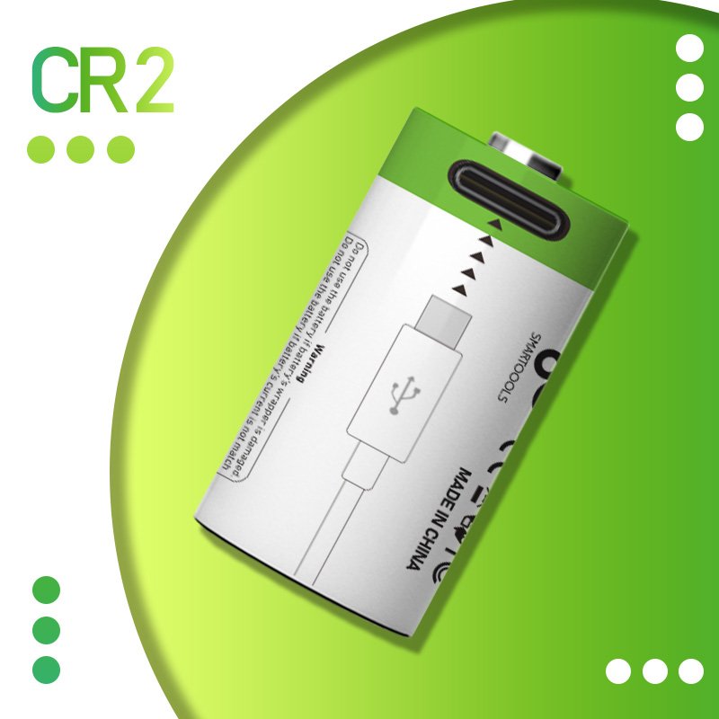 High quality CR2 Lithium-ion rechargeable battery 2pcs industrial 3.7V type-c usb lithium batteries for camera smart door locks