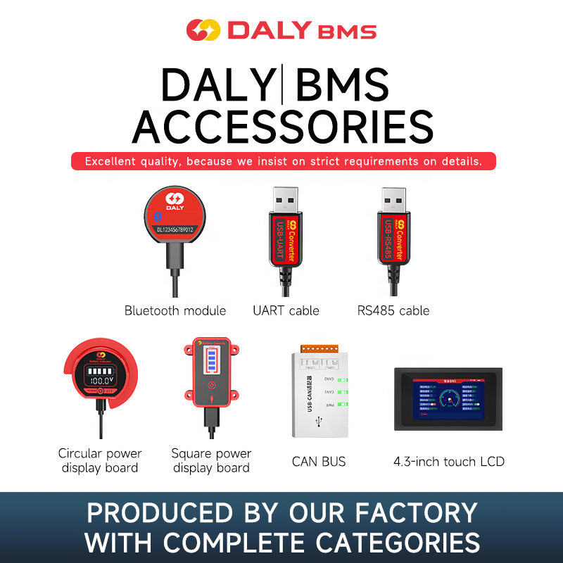 Daly Smart Bms Accessories Wifi BT Module LCD Display Screen UART 485 Cable CANBUS SOC Indicator Battery BMS LifePO4 16S 48V