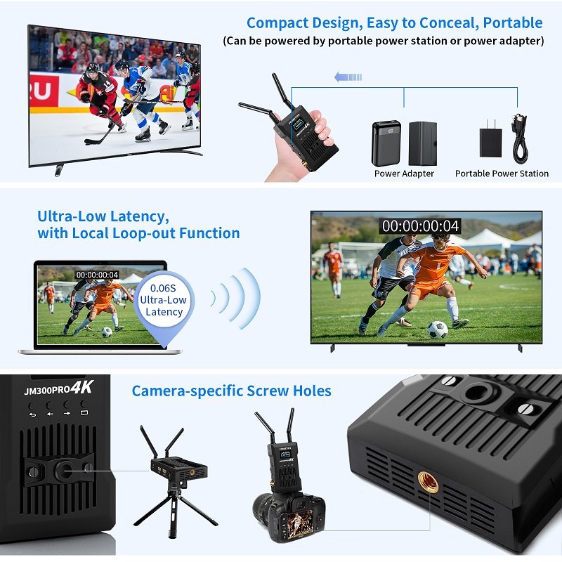 1000FT 305m 0.06 Latency Long Range Wireless Video Transmitter Receiver With Camera Accessories And HD MI 4K Extender
