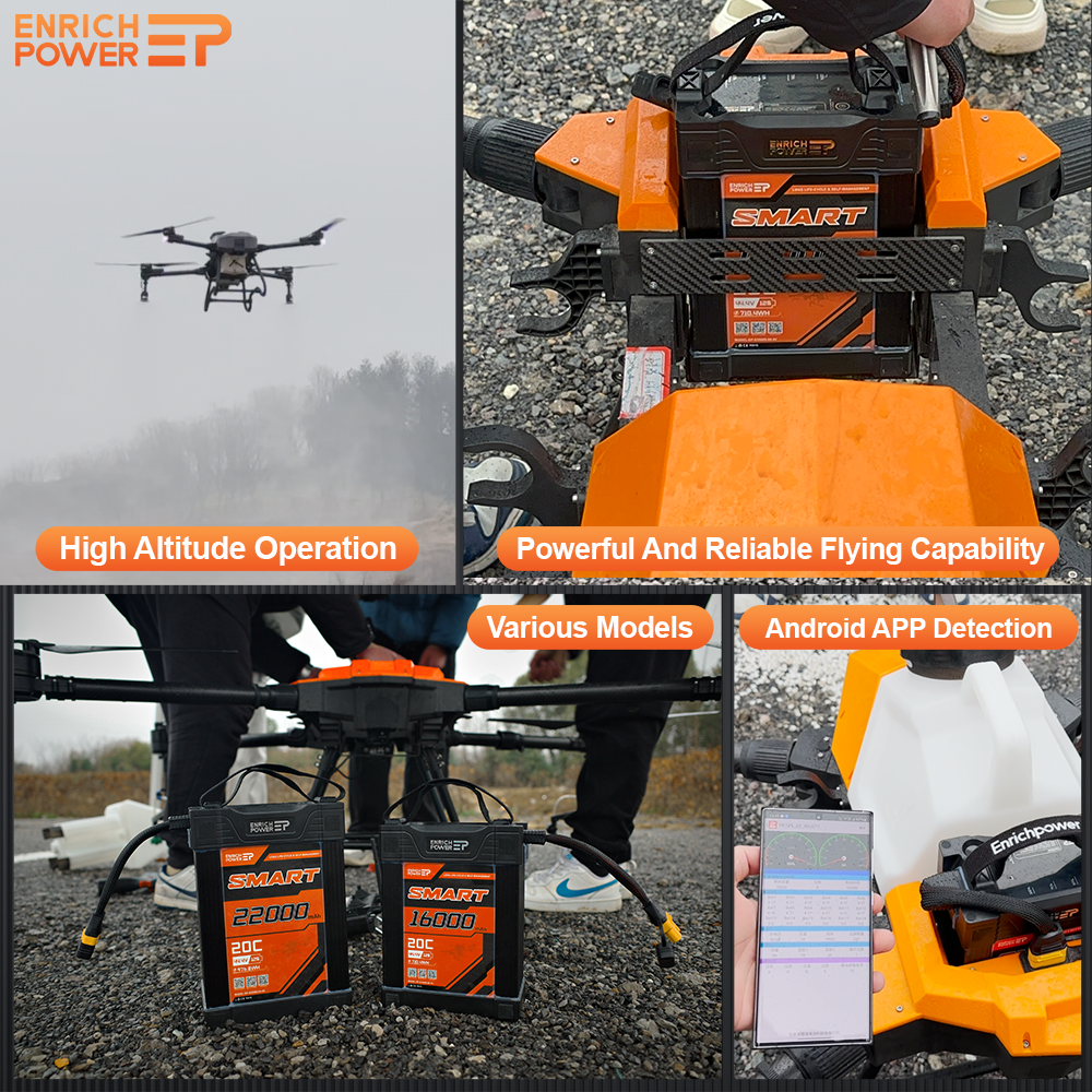 Bluetooth Smart LIPO Battery Drone 12S 16000mAh BMS 2.0 APP Function Warning Balance Storage