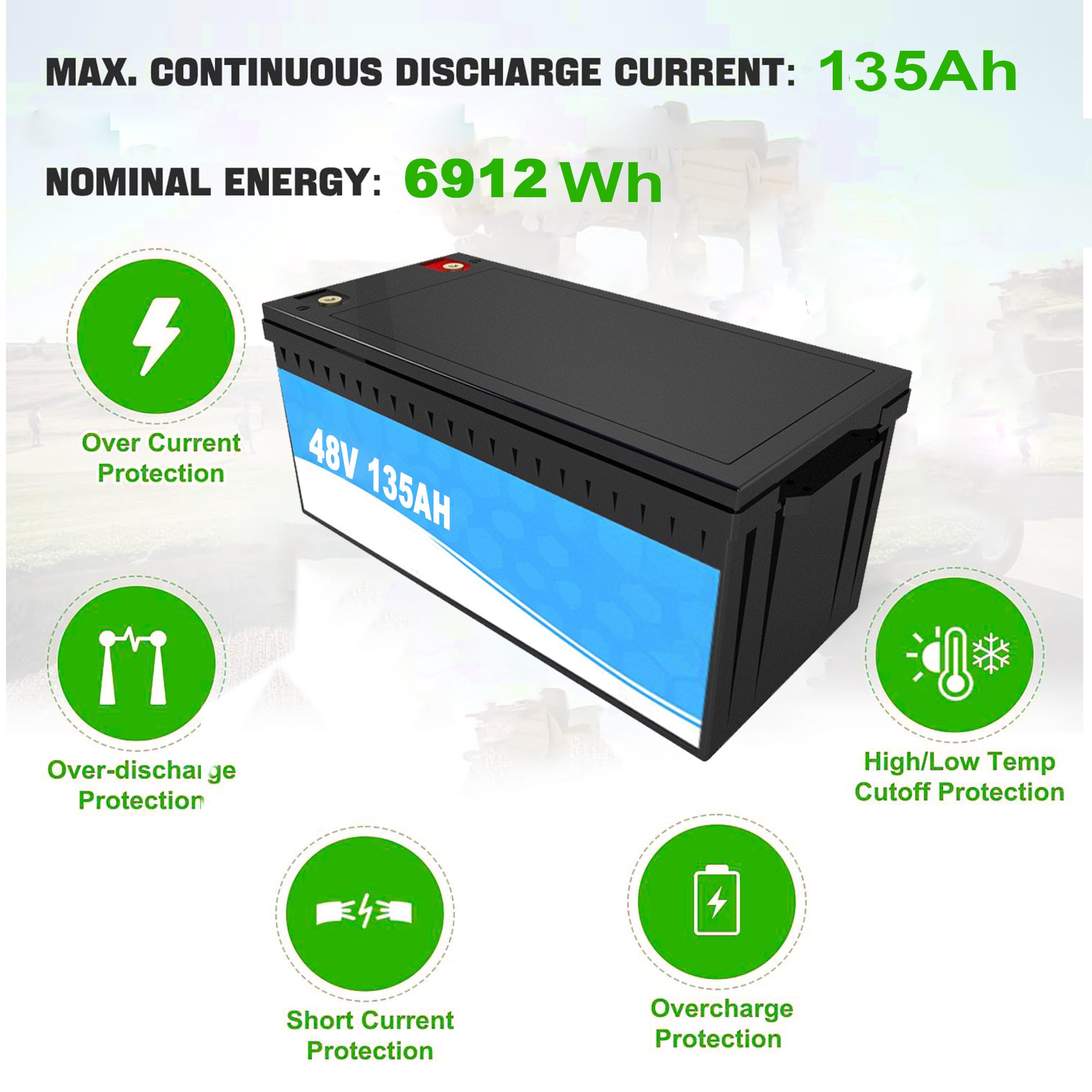 Yuhao 48V 51.2V LiFePo4 Golf Cart Batteries Electric LFP 100ah 105ah 135ah Lithium Ion Battery Pack